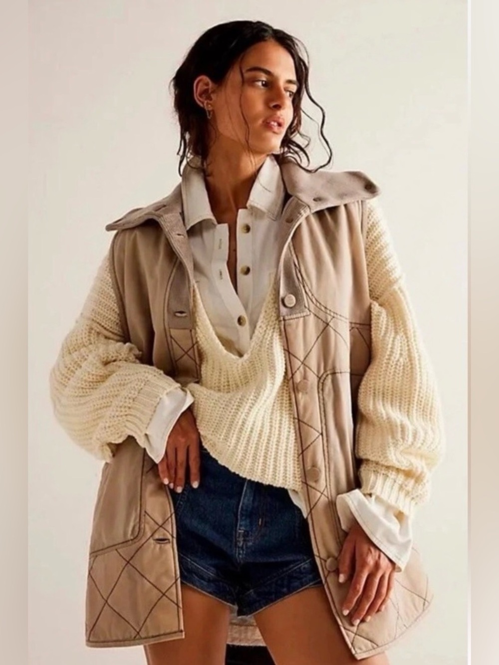 Free People We The Free Benny Waxed Cotton Vest Tan Carbon Size S $268